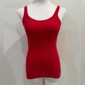 Y2K Hollister Basic Scoop Neck Layering Tunic Cami Tank Top Small Red Stretch